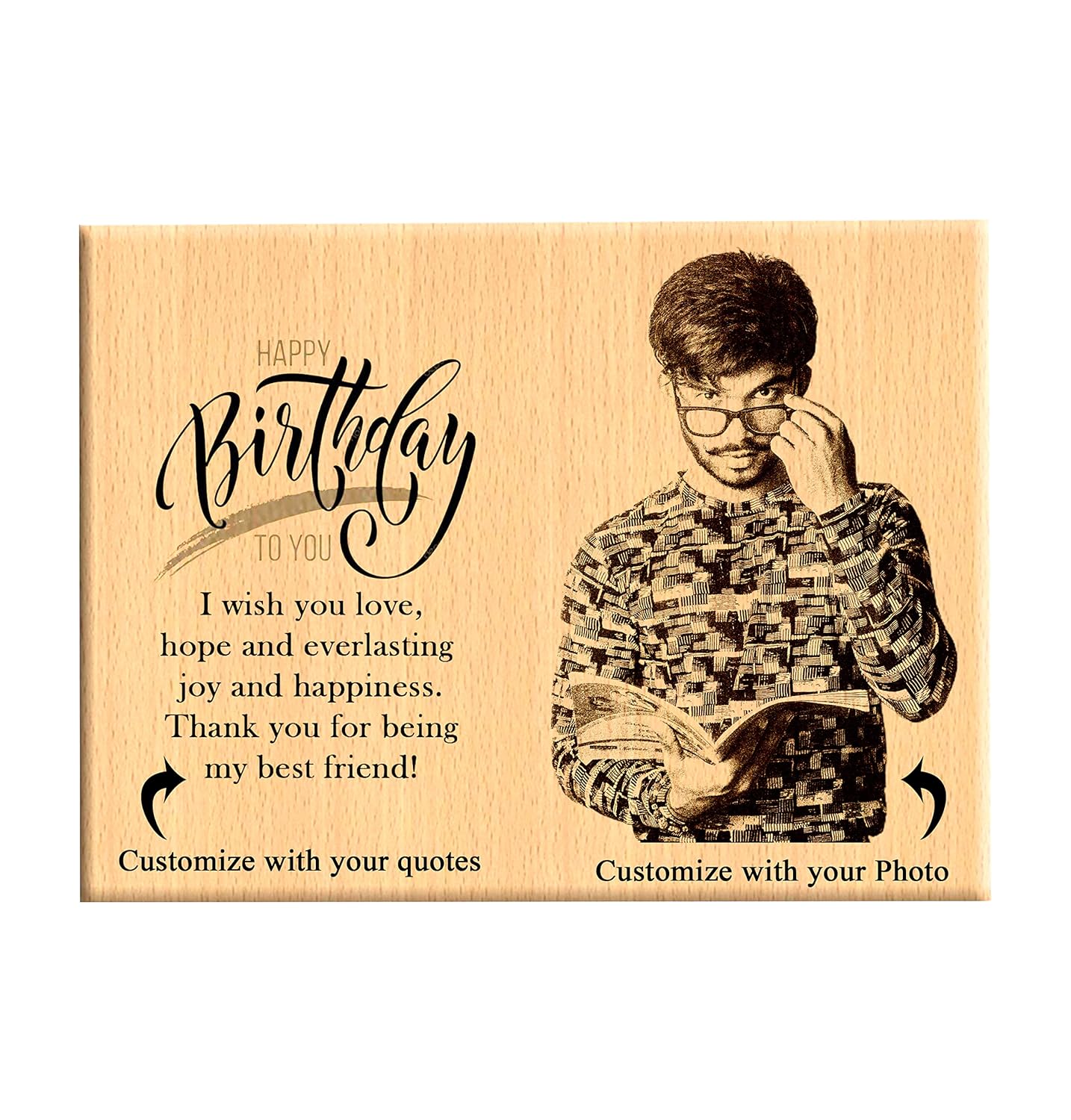 Personalized Wooden EngravedHappy Birthday Frame
