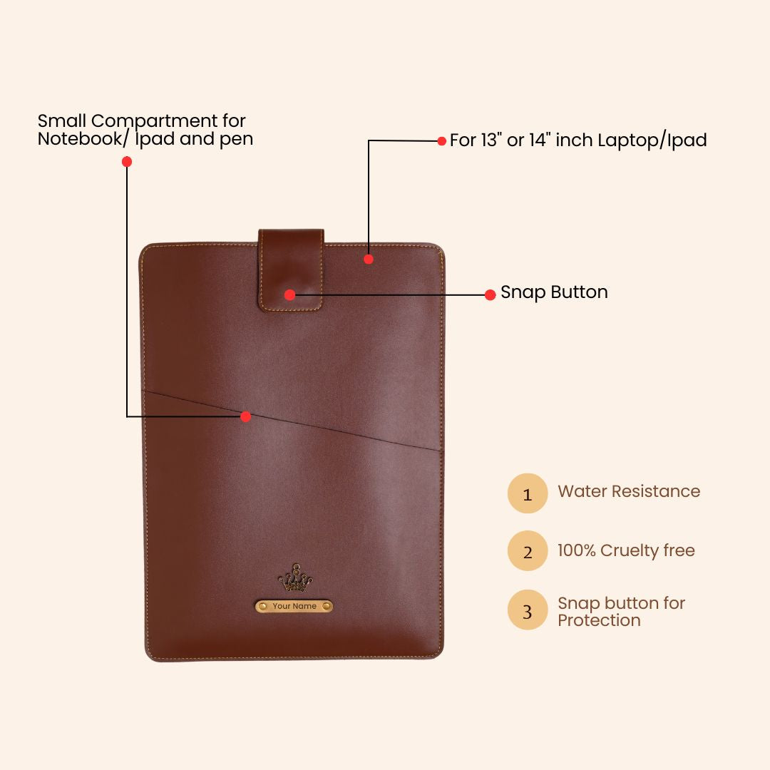 Personalized Office Laptop Sleeve Brown