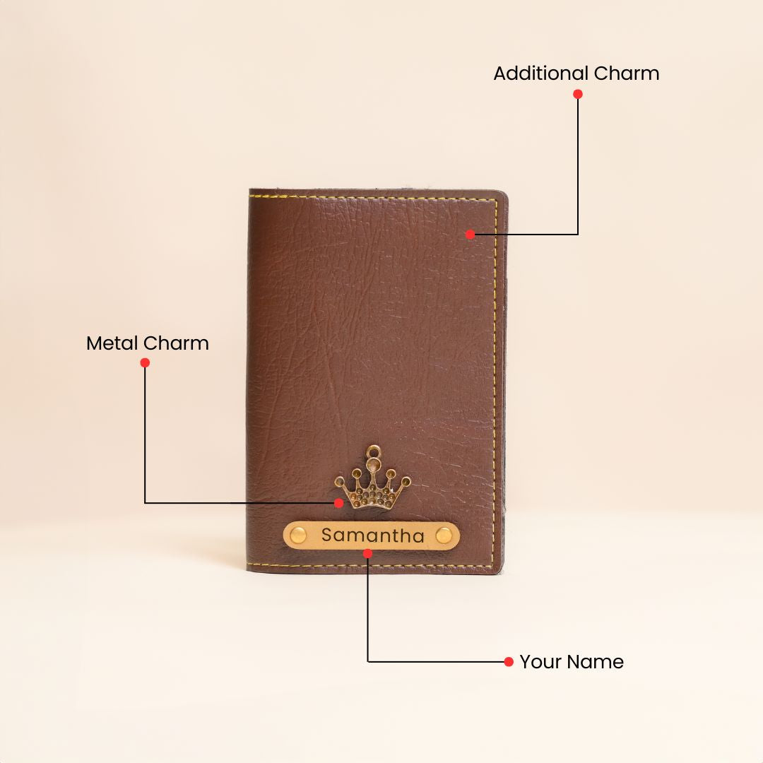 Personalized Passport Cover in Brown - Custom Leather Travel Accessory