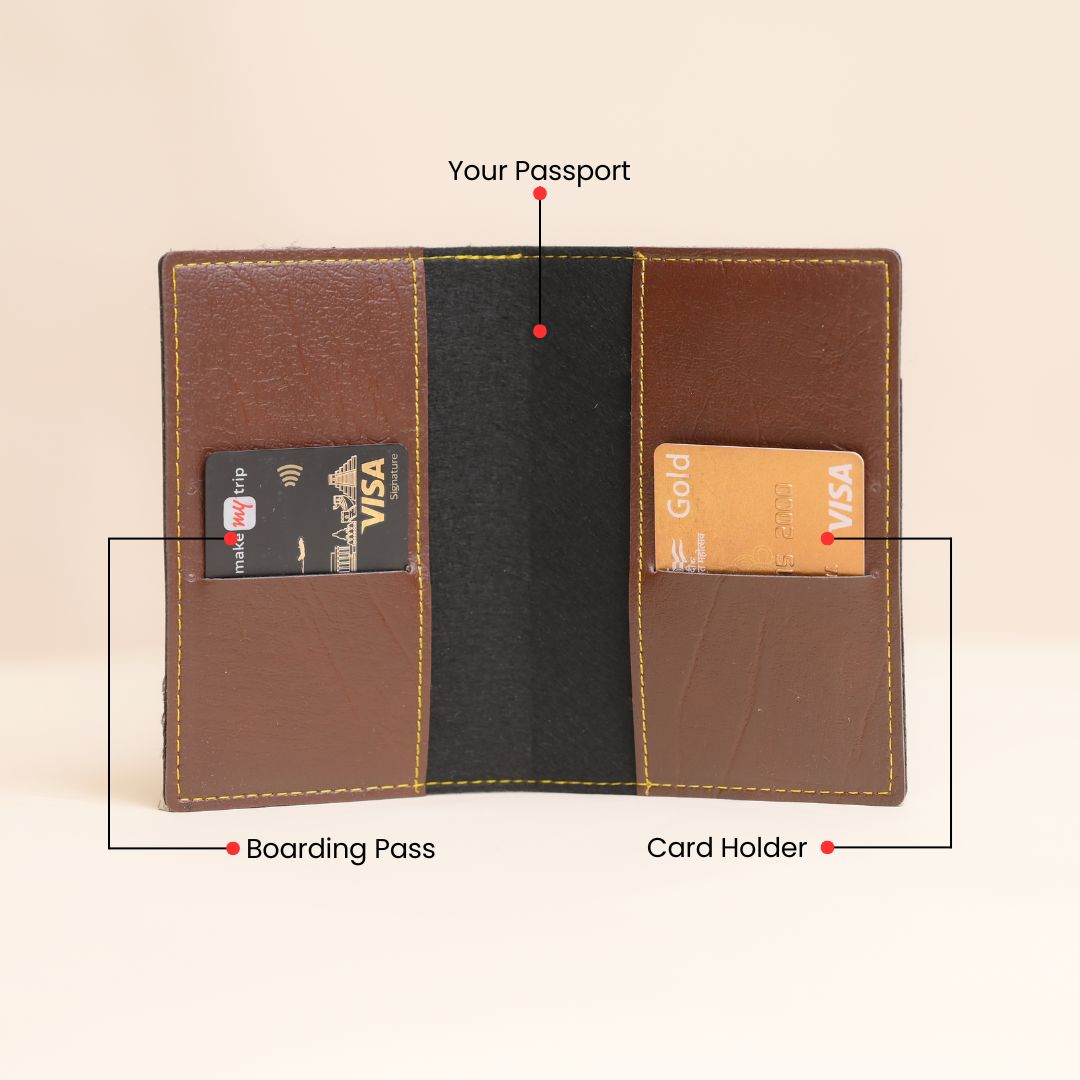 Personalized Passport Cover in Brown - Custom Leather Travel Accessory