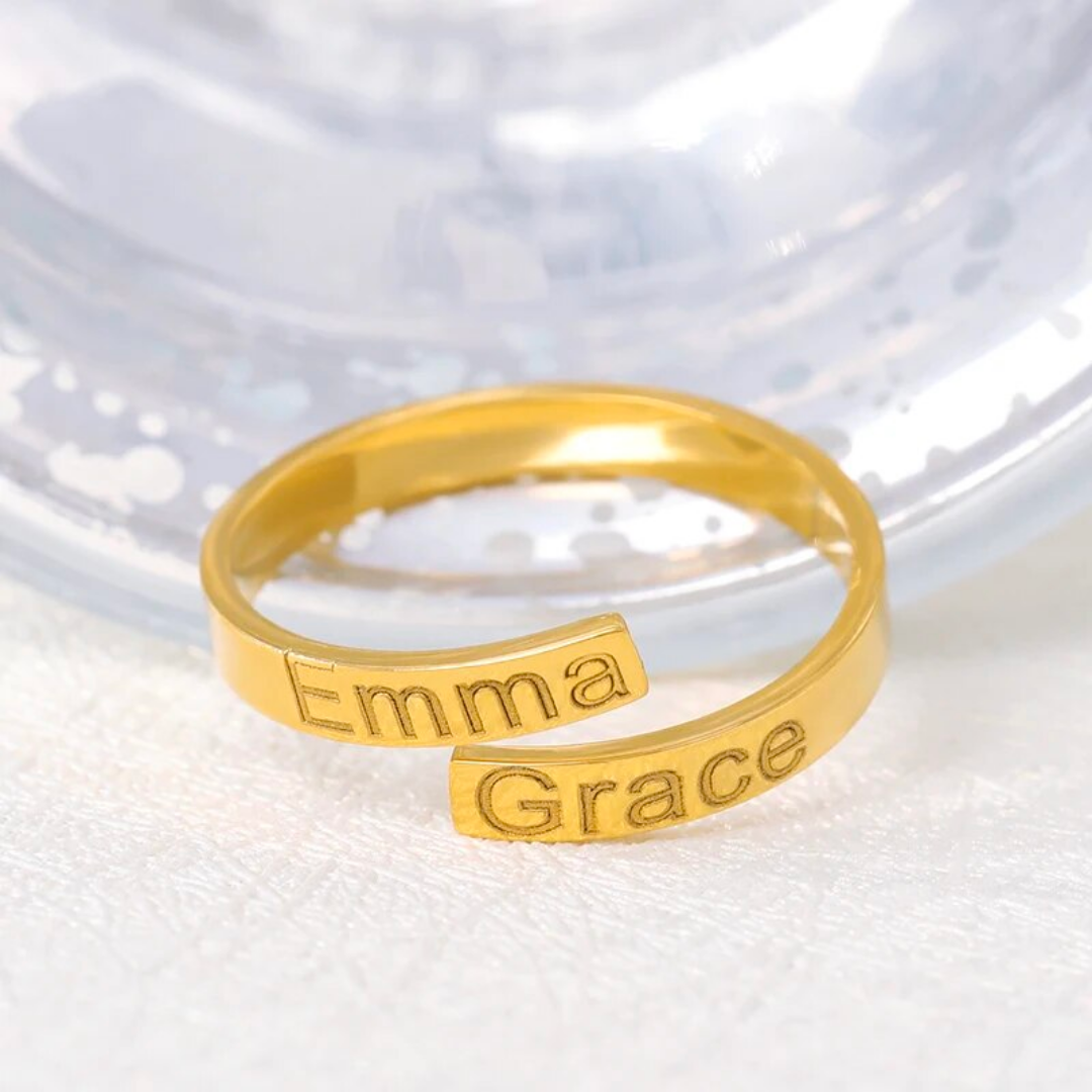 Customised Double Band Engraved Ring