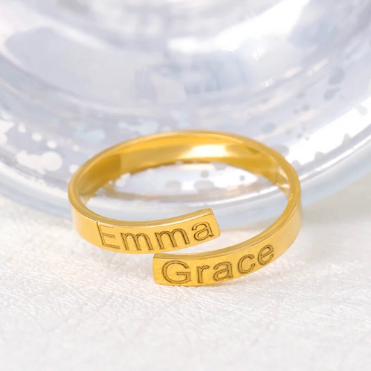 Customised Double Band Engraved Ring