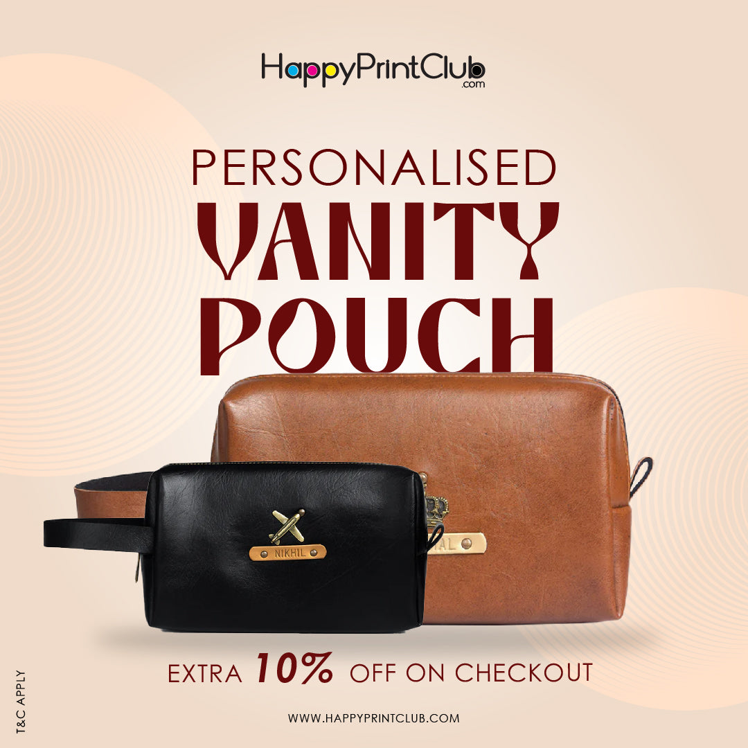 Personalized Navy Blue Vanity Pouch – Custom Luxury Travel Clutch
