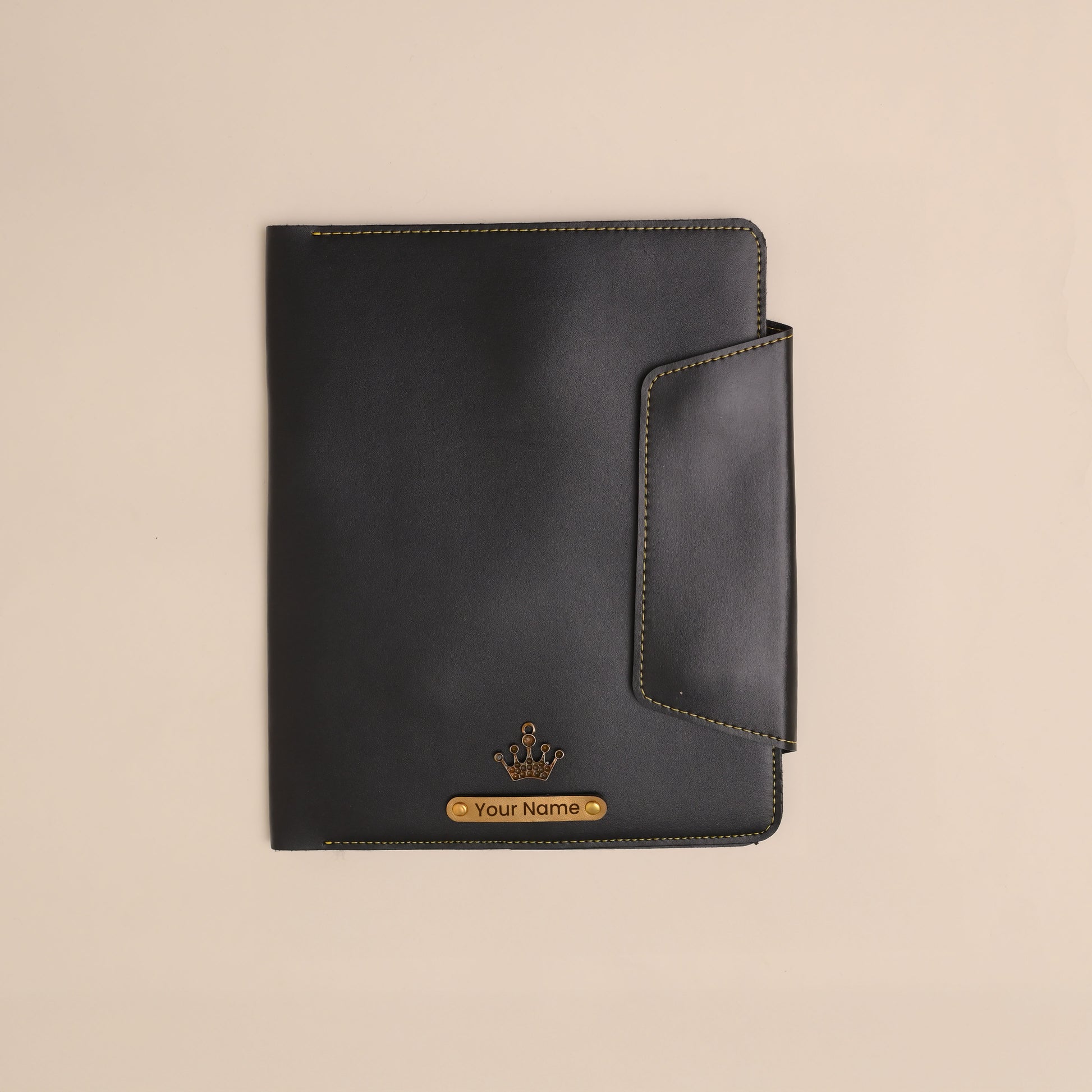 Personalized Leather Office Folder in Black