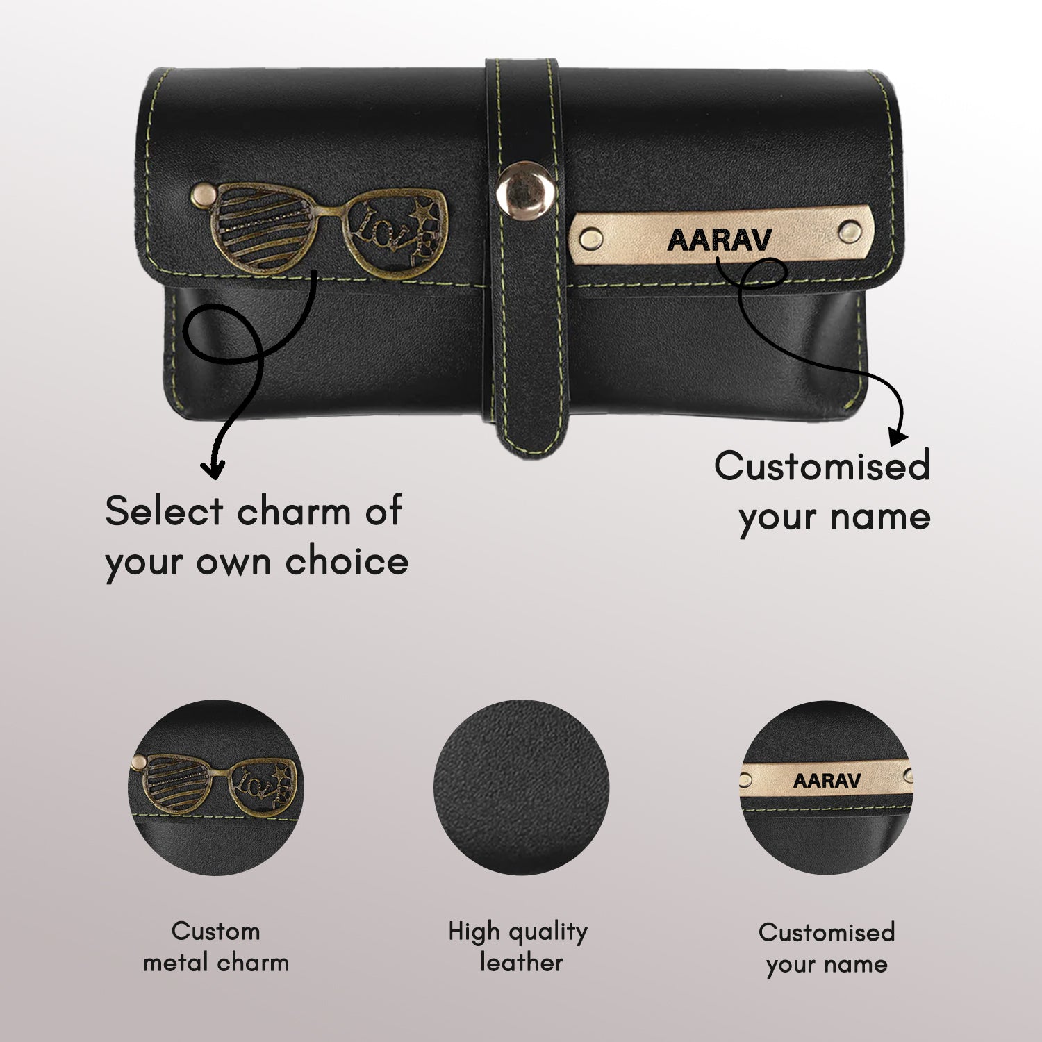 Personalized Black Eyewear Case – Premium Custom Goggle Case with Name Engraving