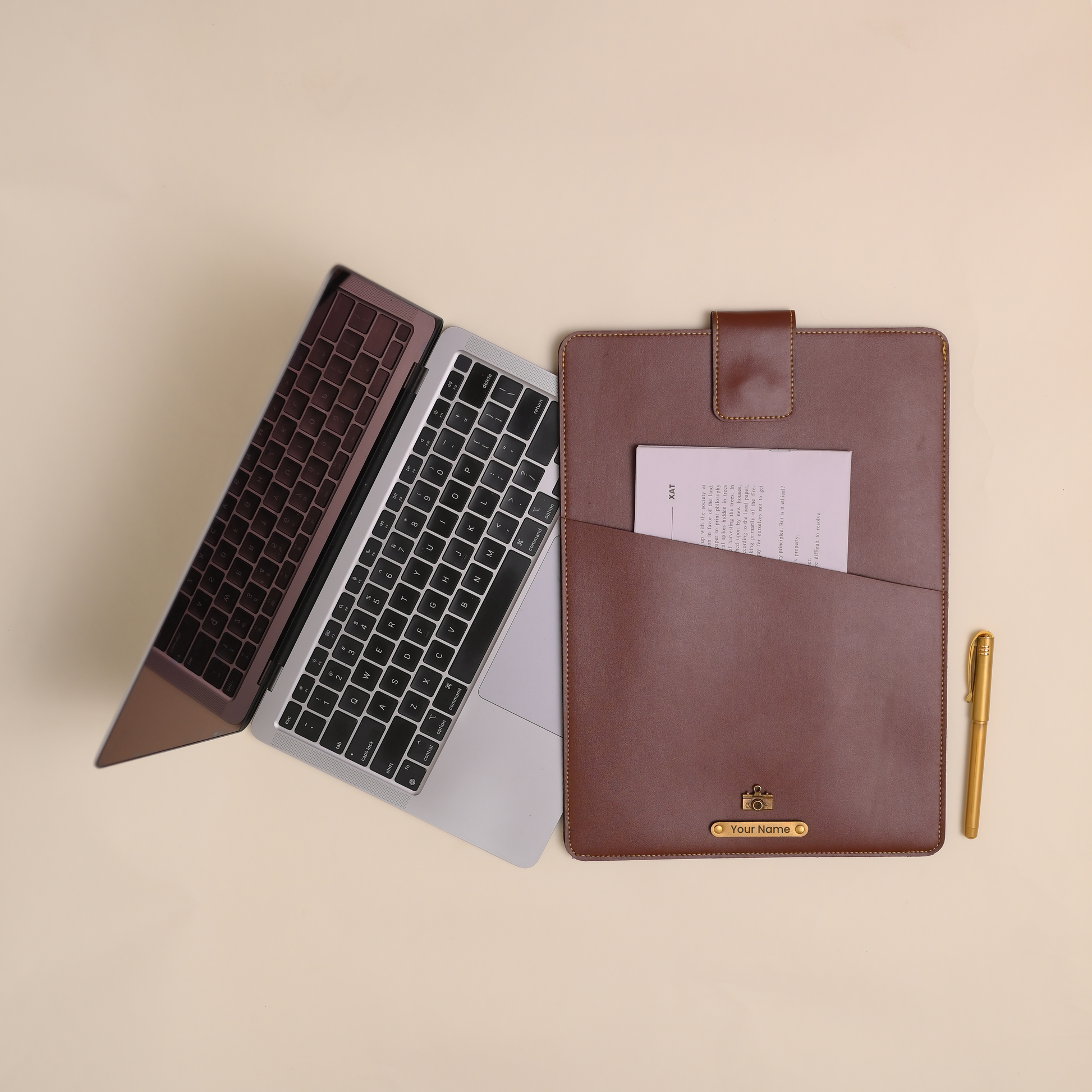 Personalized Office Laptop Sleeve Brown