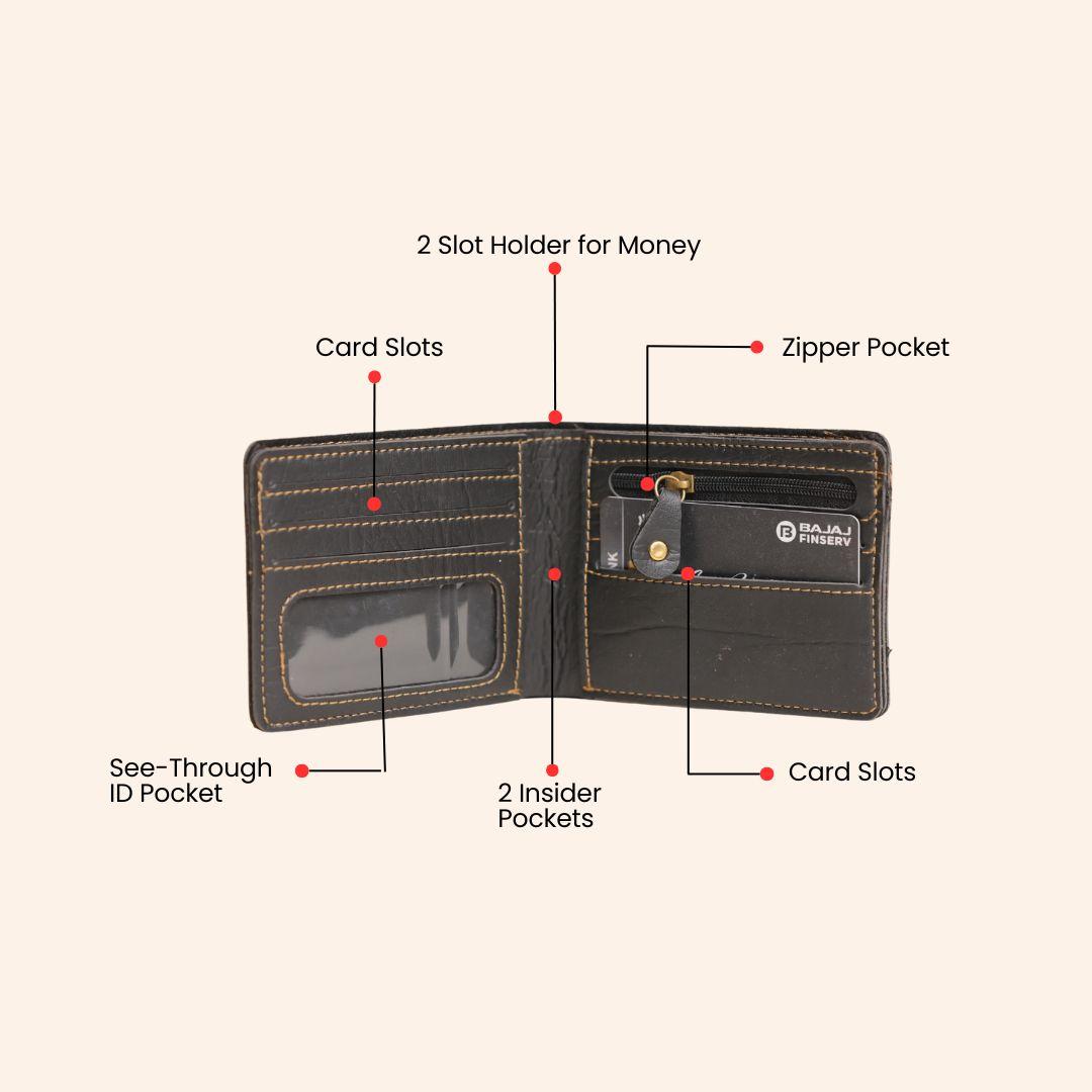 Personalized Black Men’s Wallet – Custom Engraved Leather Wallet for Him