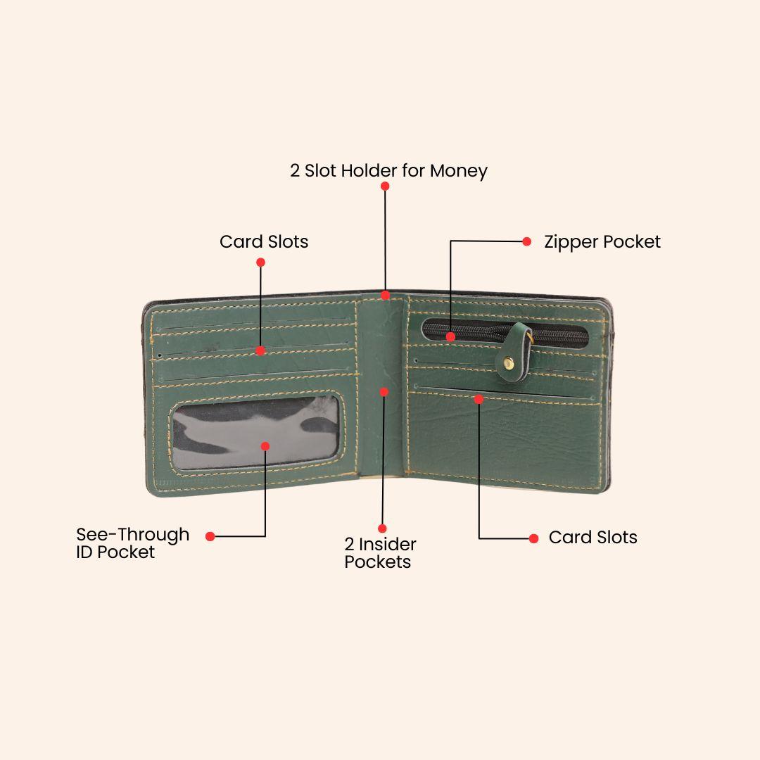 Personalised Men Wallet Green