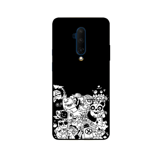 White Doodles One Plus 7T Pro Phone Cover