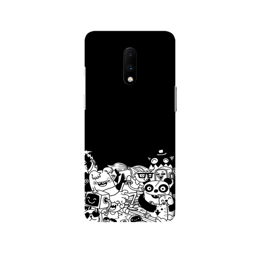 White Doodles One Plus 7 Phone Cover