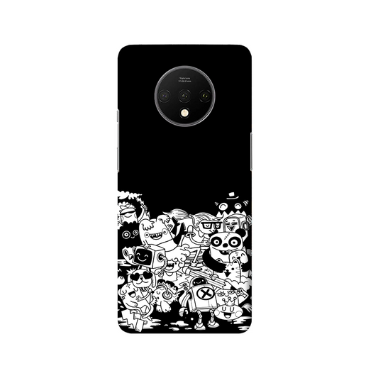 White Doodles One Plus 7T Phone Cover