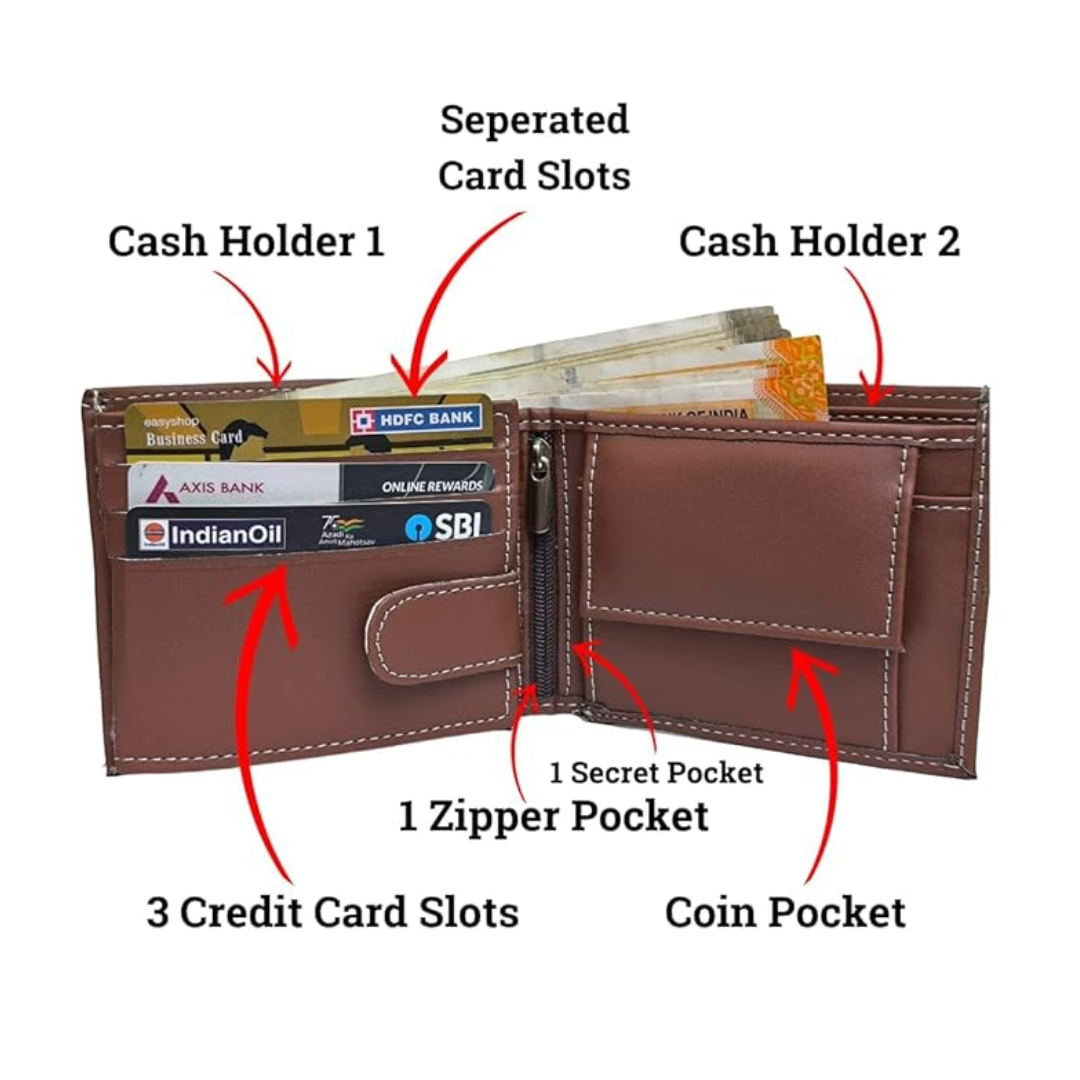 Personalized Brown Leather Wallet – Premium 12 Card Slot Organizer for Men