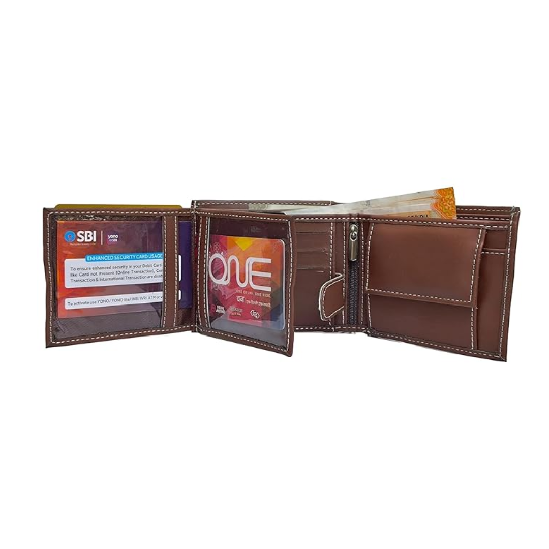 Personalized Brown Leather Wallet – Premium 12 Card Slot Organizer for Men