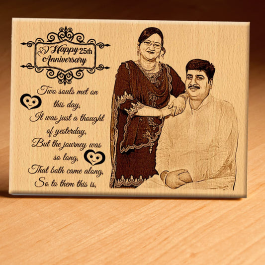 Happy Anniversary Personalized Engraved Wooden Photo Plaque Couple Gifts