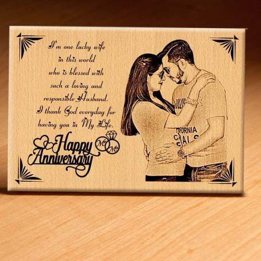 Happy Anniversary Personalized Engraved Wooden frame For Young Couple
