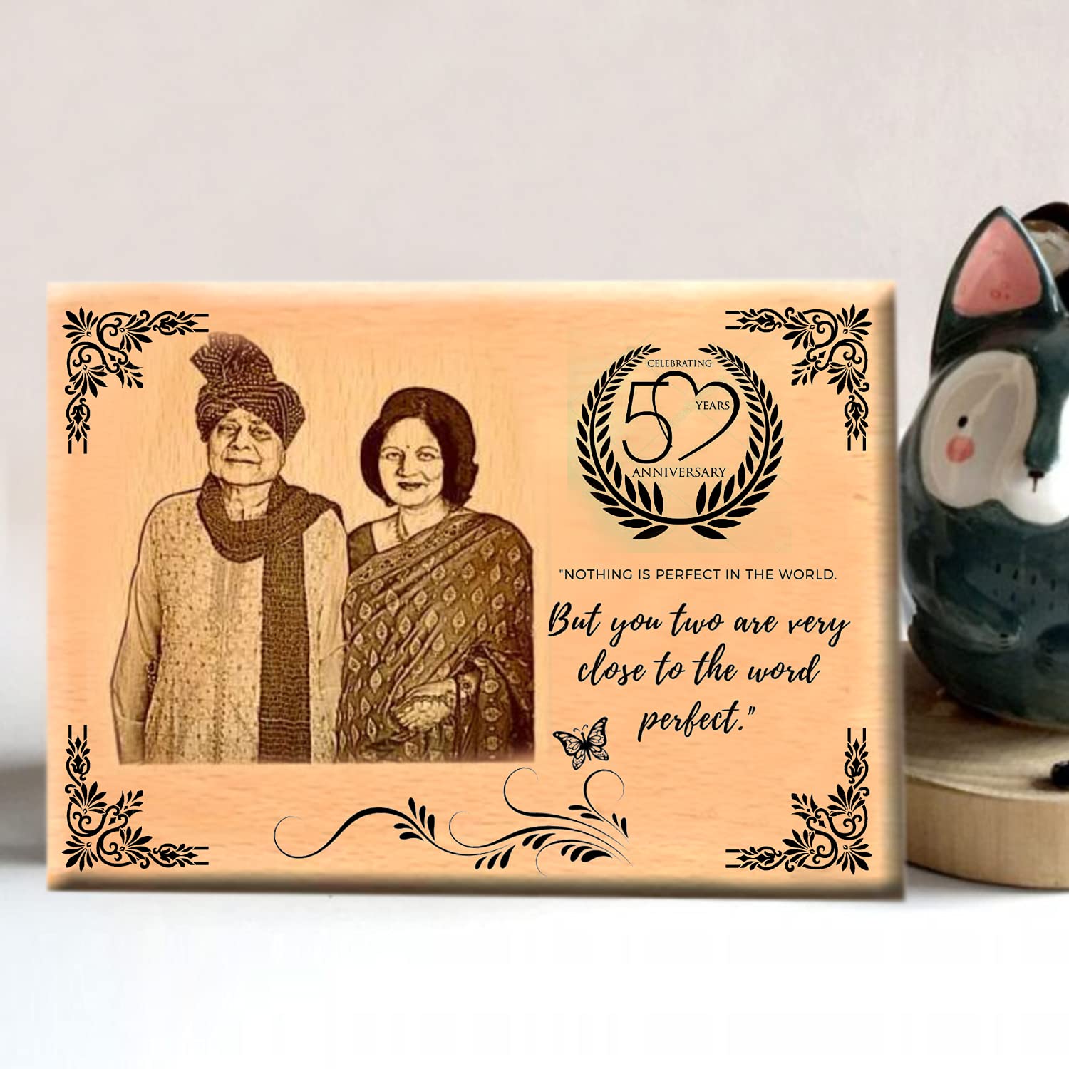Happy Anniversary Personalized Engraved Wooden Photo for Couple