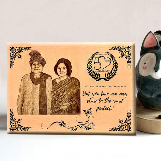 Happy Anniversary Personalized Engraved Wooden Photo for Couple