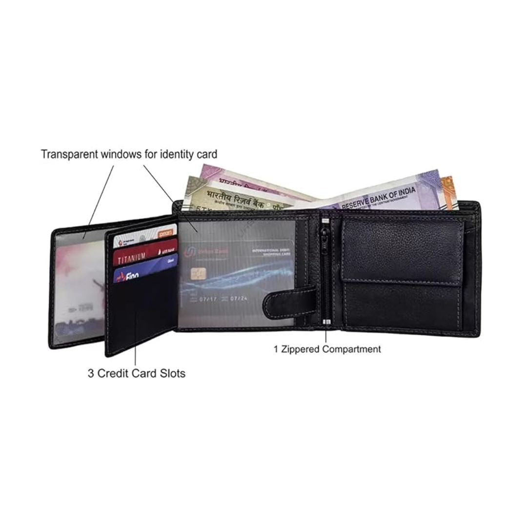 Personalized Black Leather Wallet – Premium 12 Card Slot Organizer for Men