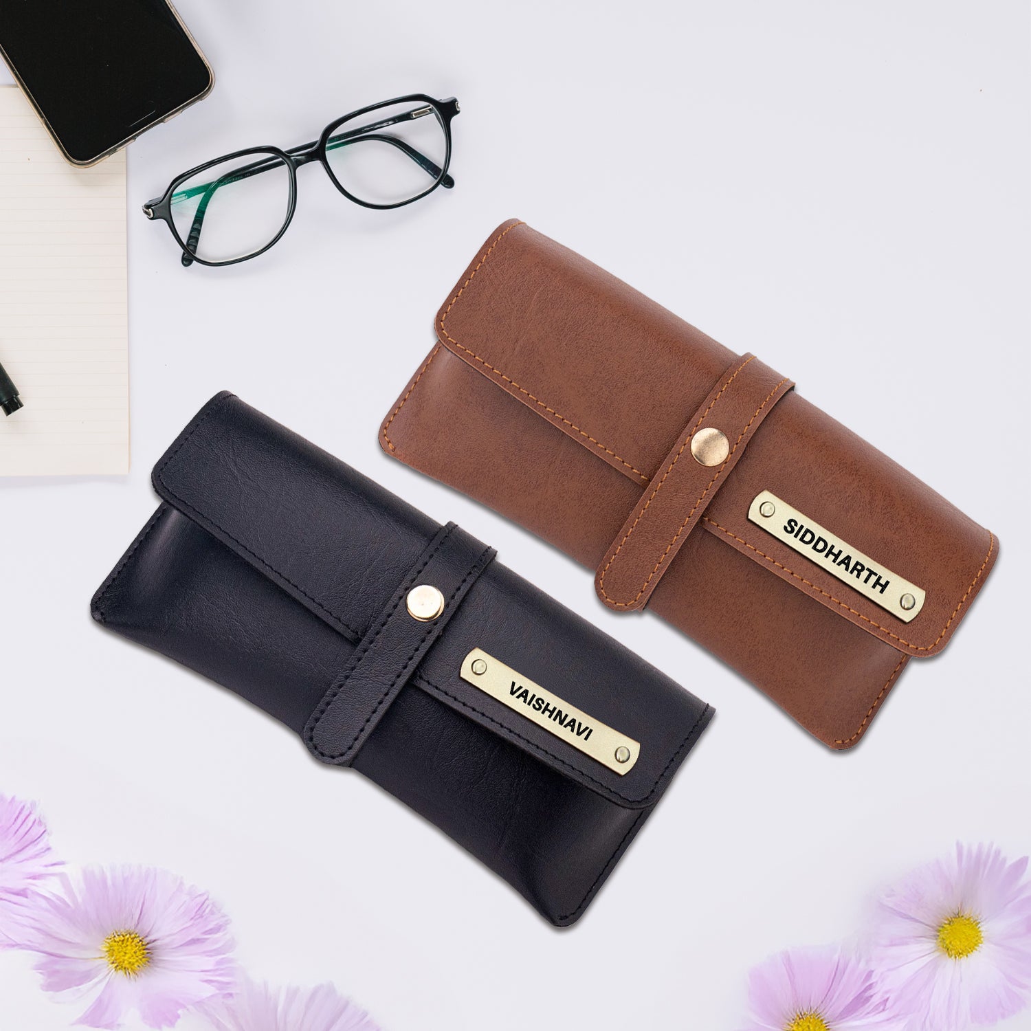 Personalized Tan Eyewear Case – Custom Goggle Case with Name Engraving