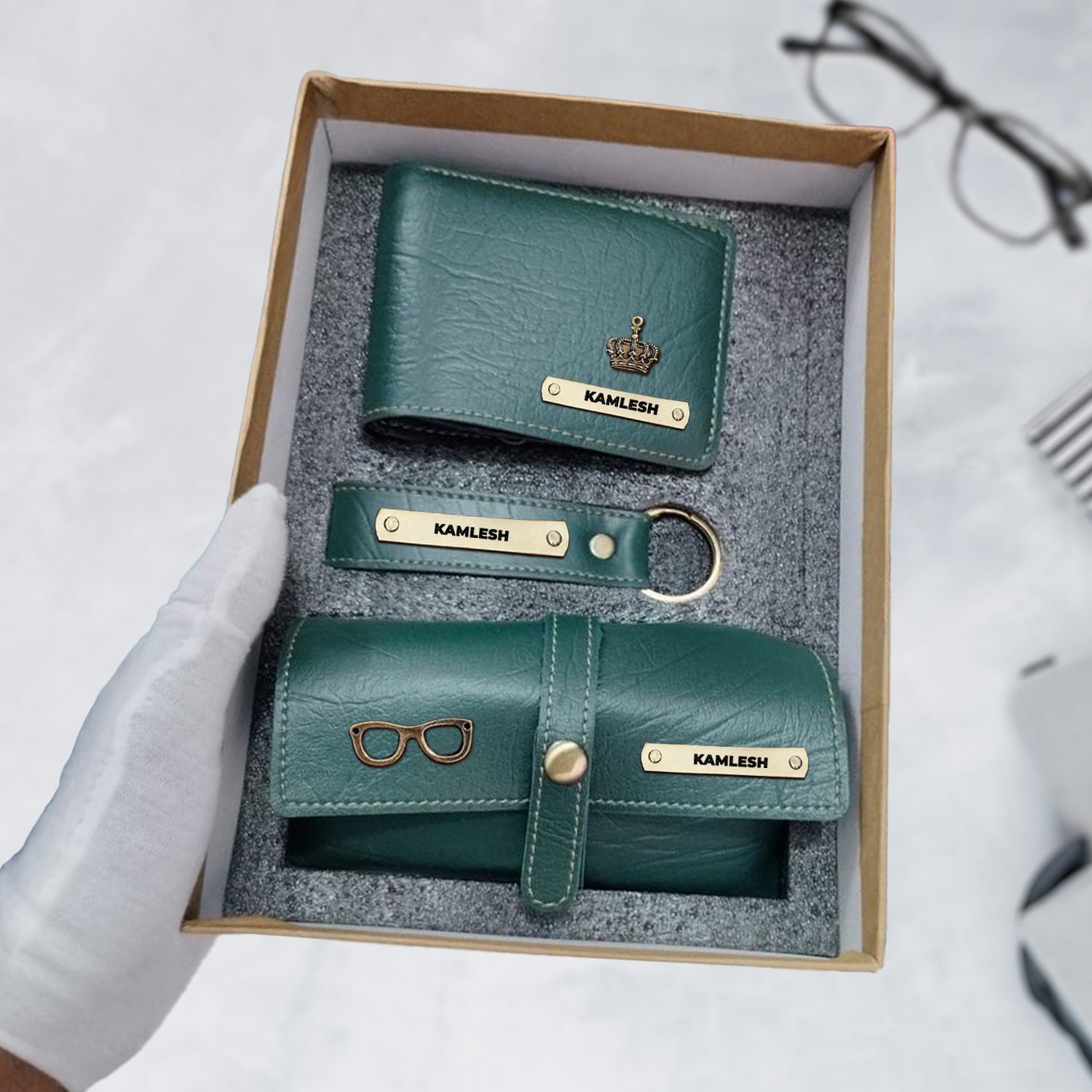 3-in-1 Customized Combo Set (Goggle Case, Keychain, and Wallet) - Textured Finish