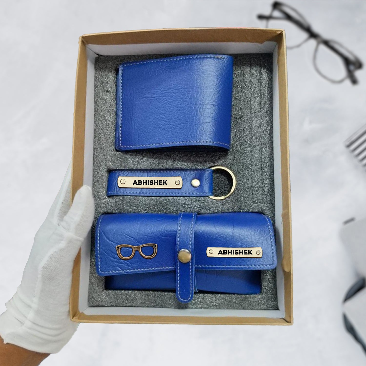 3-in-1 Customized Combo Set (Goggle Case, Keychain, and Wallet) - Textured Finish