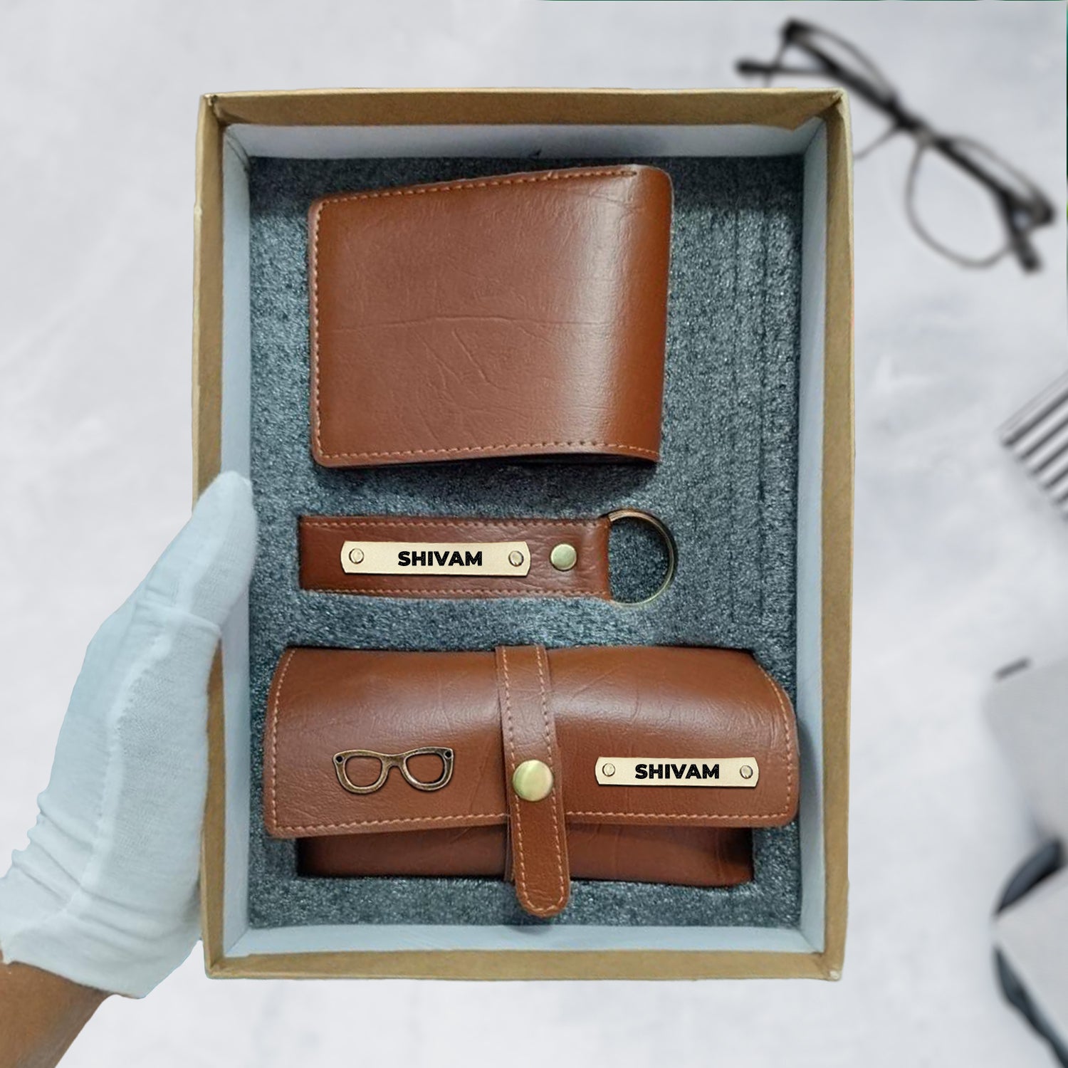 3-in-1 Customized Combo Set (Goggle Case, Keychain, and Wallet) - Textured Finish