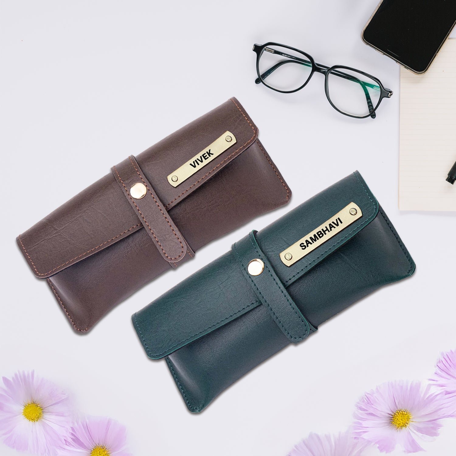Personalized Brown Eyewear Case – Custom Goggle Case with Name Engraving