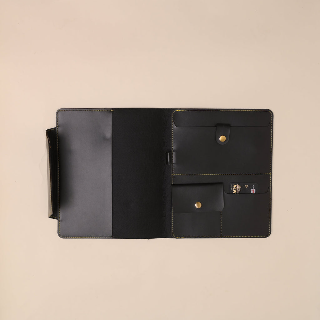 Personalized Leather Office Folder in Black