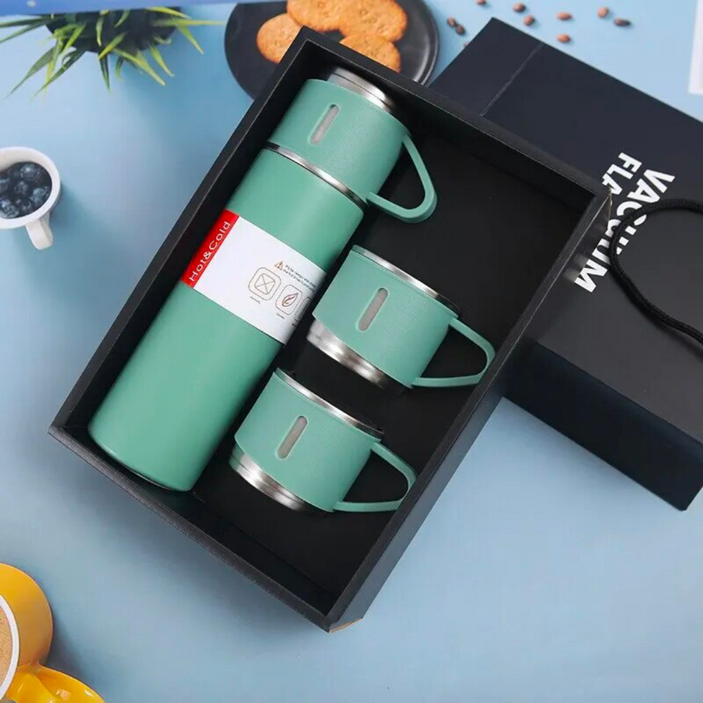 Personalized Vacuum Insulated Flask Gift Set With 2 Cups