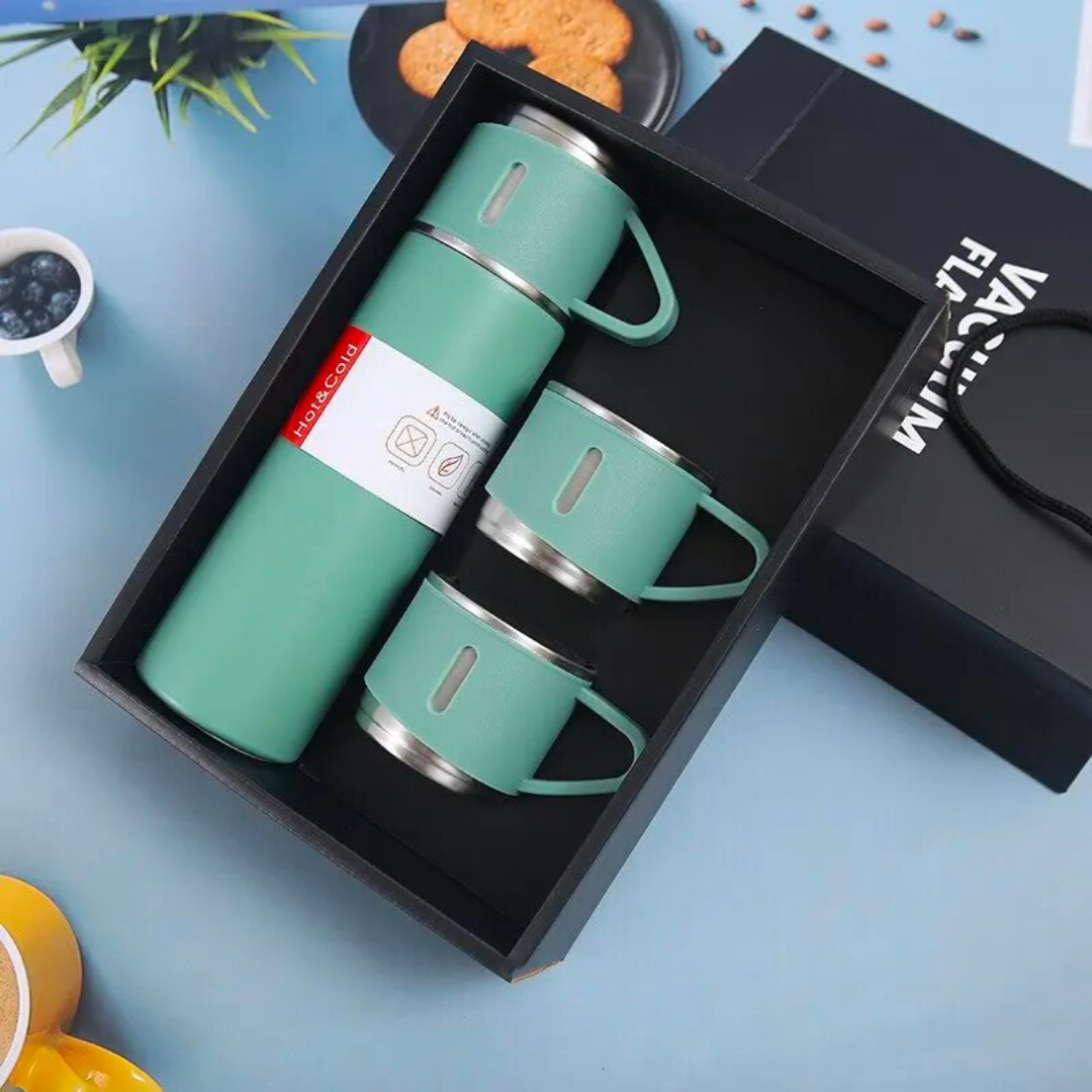 Personalized Vacuum Insulated Flask Gift Set With 2 Cups