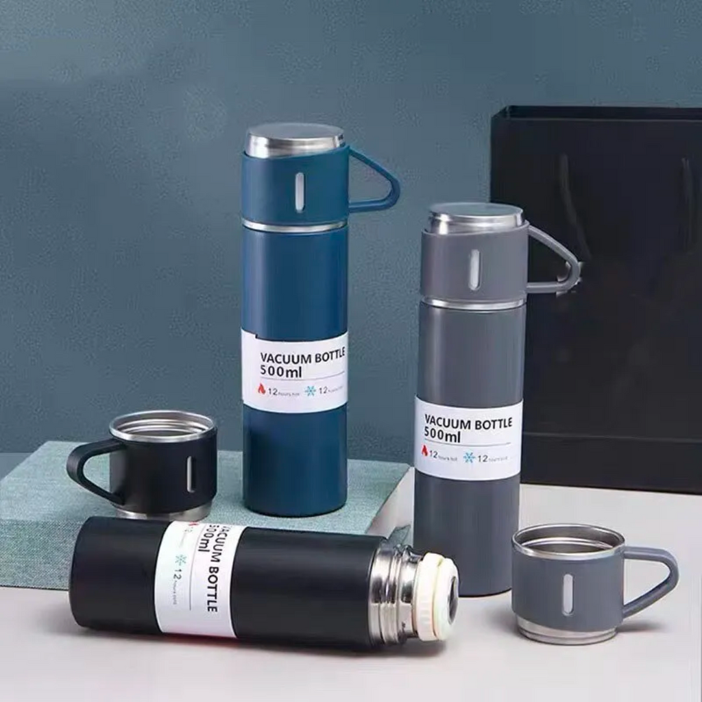 Personalized Vacuum Insulated Flask Gift Set With 2 Cups