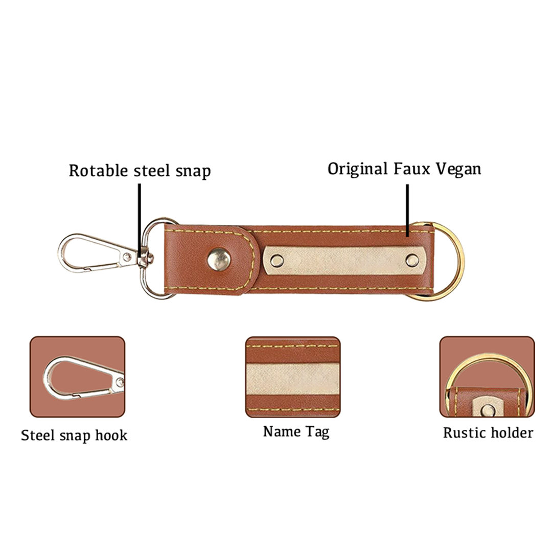 Personalized Men's Leather Wallet & Keychain with Name & Charm.