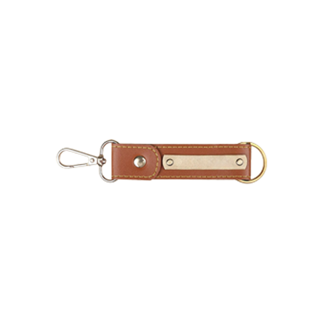 Personalised Leather Keychain Tan