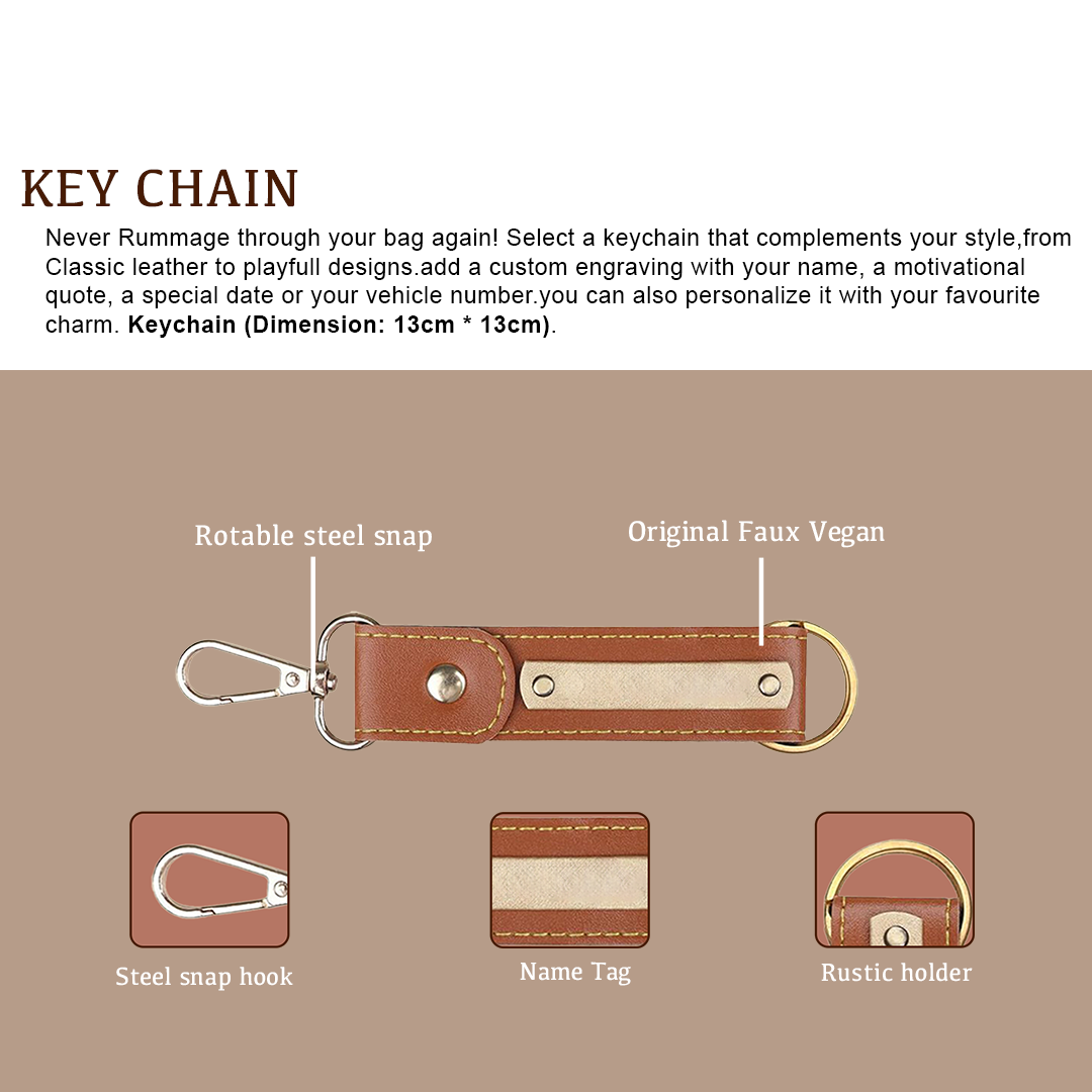 Personalised Leather Keychain Tan