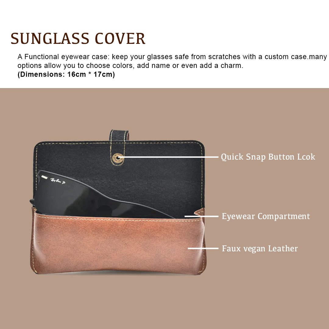 Personalized Tan Eyewear Case – Custom Goggle Case with Name Engraving