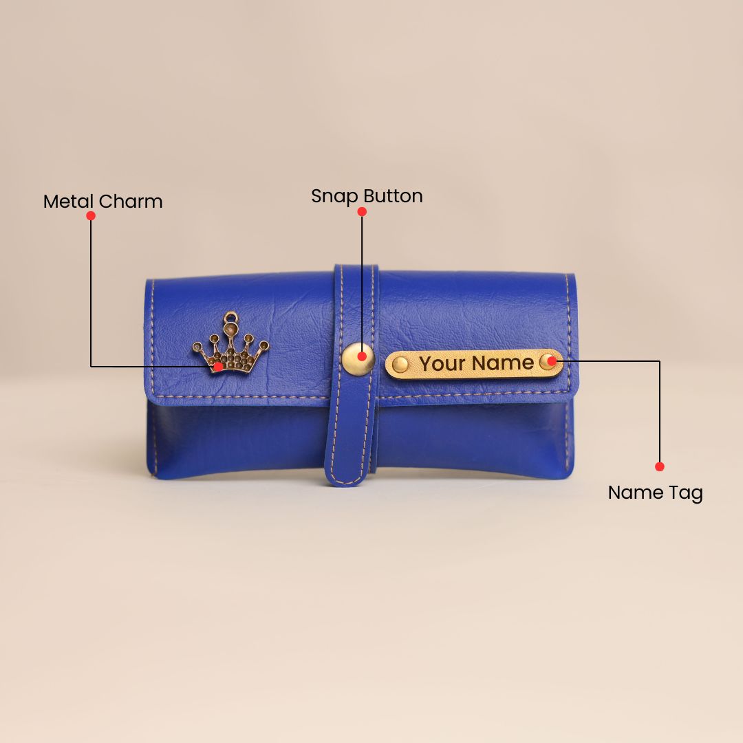 Personalized Blue Eyewear Case – Premium Custom Goggle Case with Name Engraving