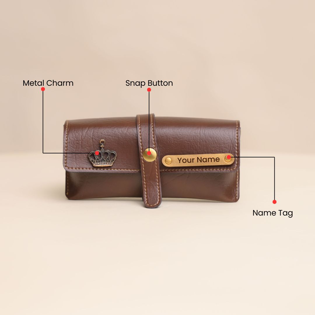 Personalized Brown Eyewear Case – Custom Goggle Case with Name Engraving