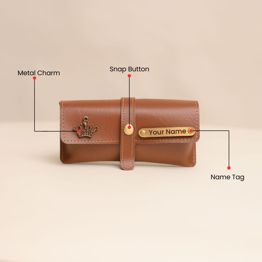 Personalized Tan Eyewear Case – Custom Goggle Case with Name Engraving