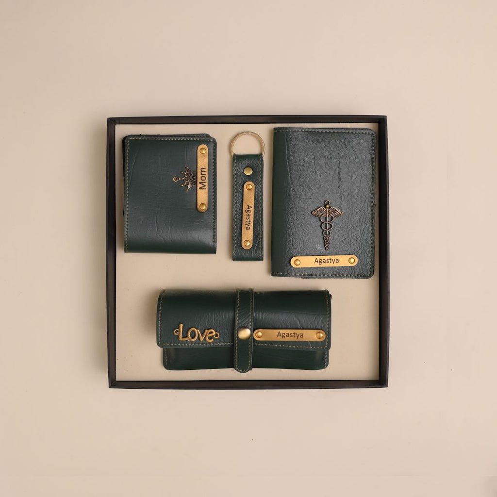 Personalized Green 4-in-1 Women’s Combo – Luxury Gift Set with Name Engraving