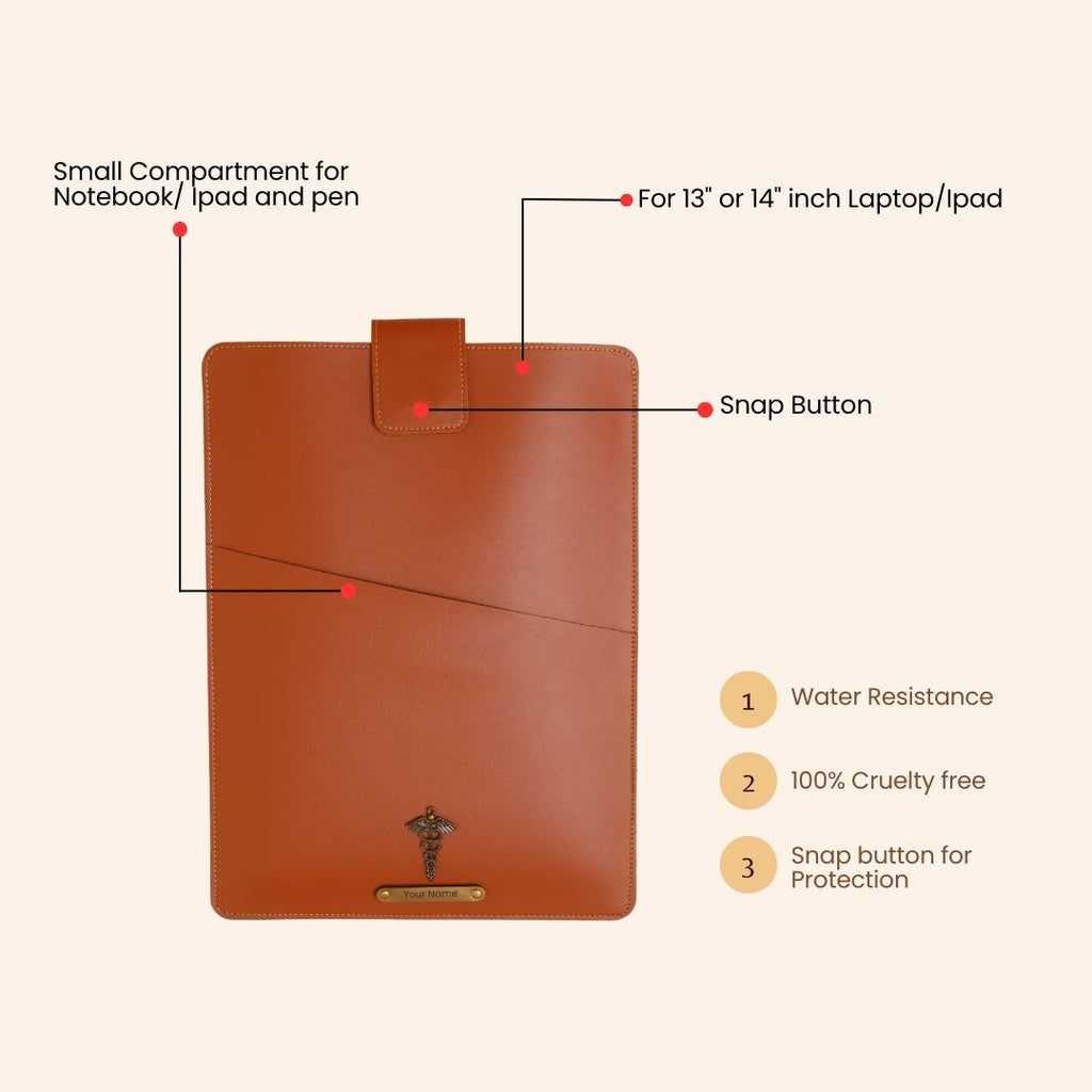 Personalized Office Laptop Sleeve Tan