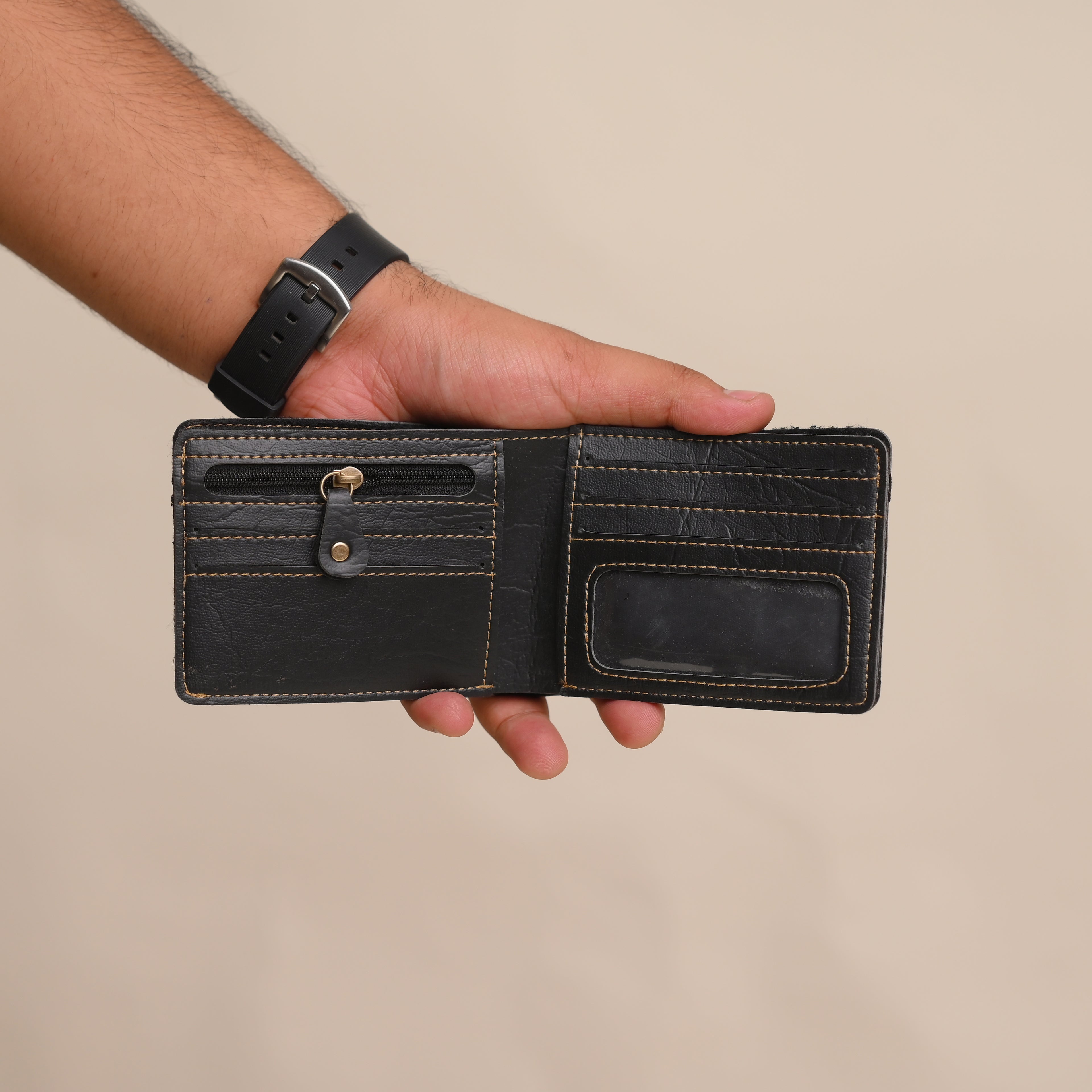 Personalized Black Men’s Wallet – Custom Engraved Leather Wallet for Him