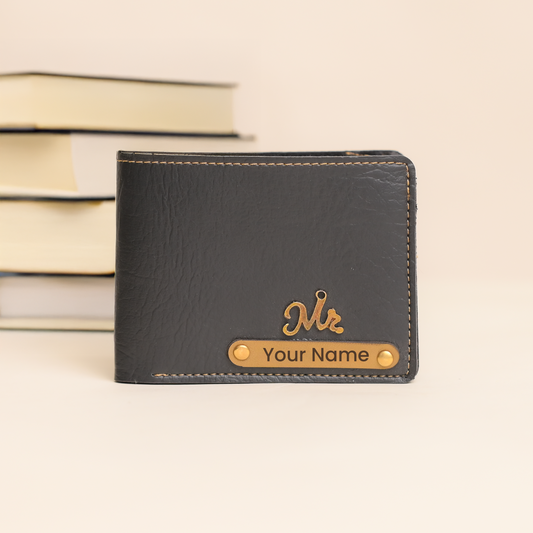 Personalized Black Men’s Wallet – Custom Engraved Leather Wallet for Him