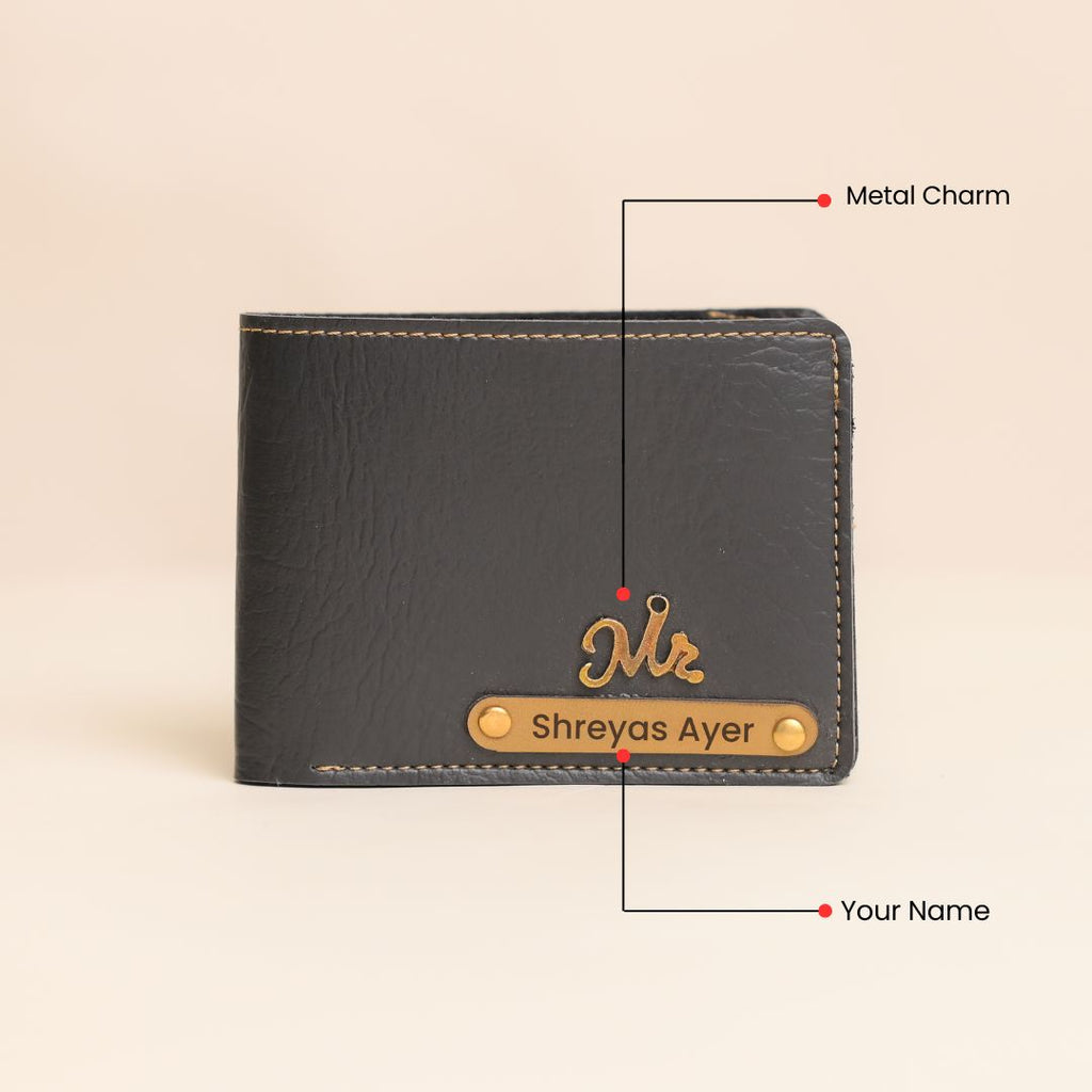 Personalized Black Men’s Wallet – Custom Engraved Leather Wallet for Him