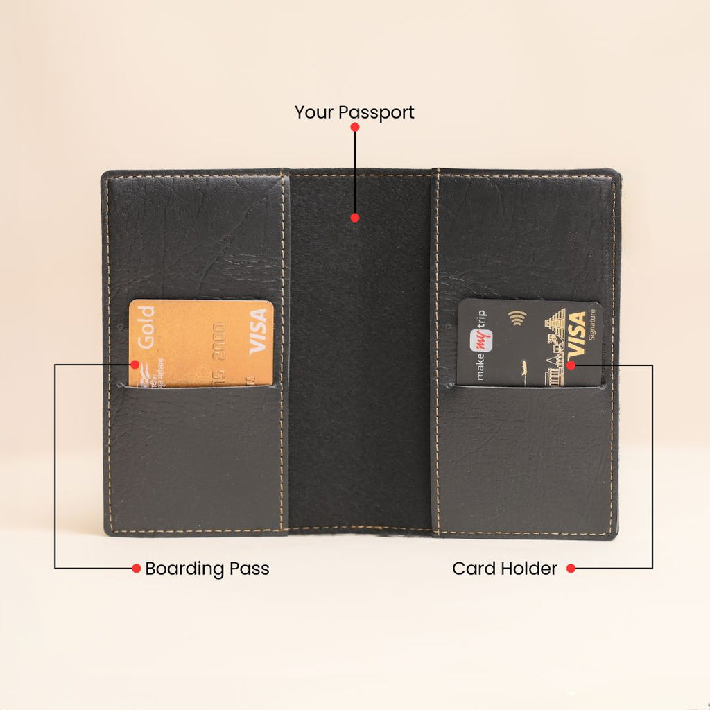 Personalized Passport Cover in Black – Leather Travel Accessory