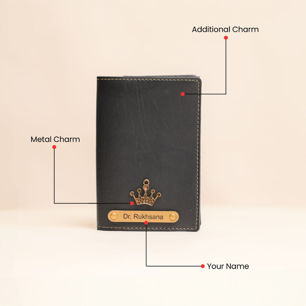 Personalized Passport Cover in Black – Leather Travel Accessory