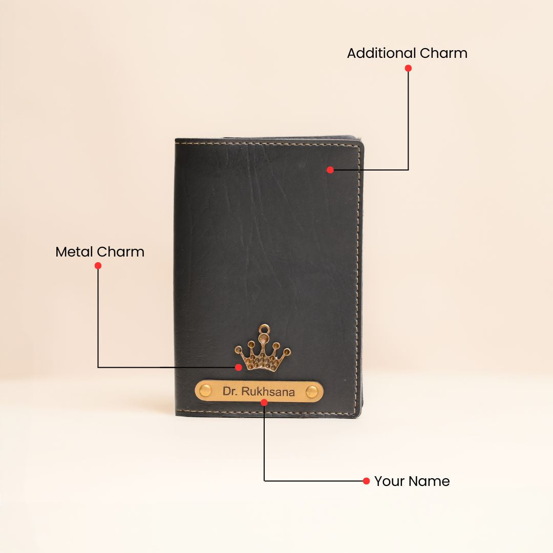 Personalized Passport Cover in Black – Leather Travel Accessory