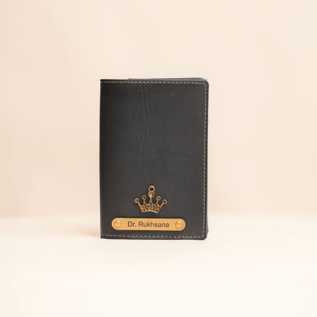 Personalized Passport Cover in Black – Leather Travel Accessory