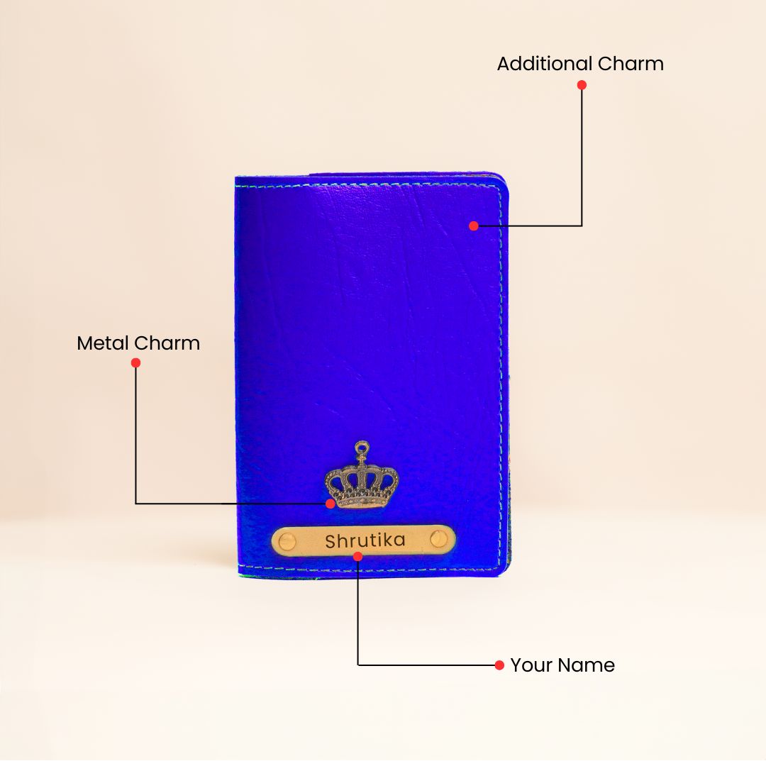 Personalized Passport Cover in Royal Blu– Custom Vegan Leather Travel Essential