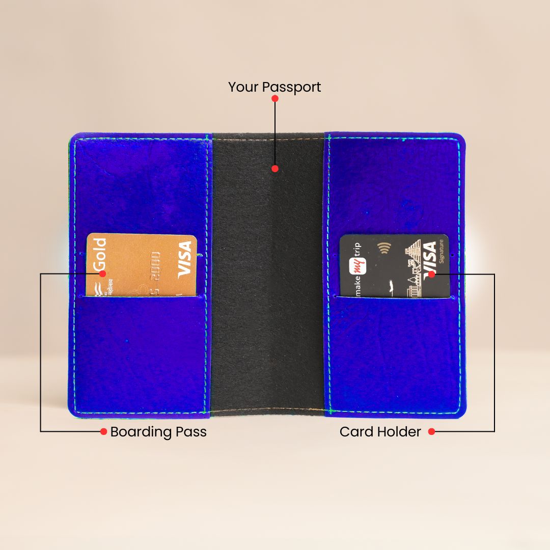 Personalized Passport Cover in Royal Blu– Custom Vegan Leather Travel Essential