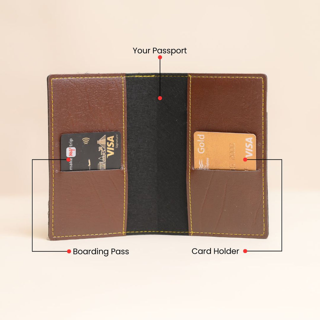 Personalized Passport Cover in Brown - Custom Leather Travel Accessory